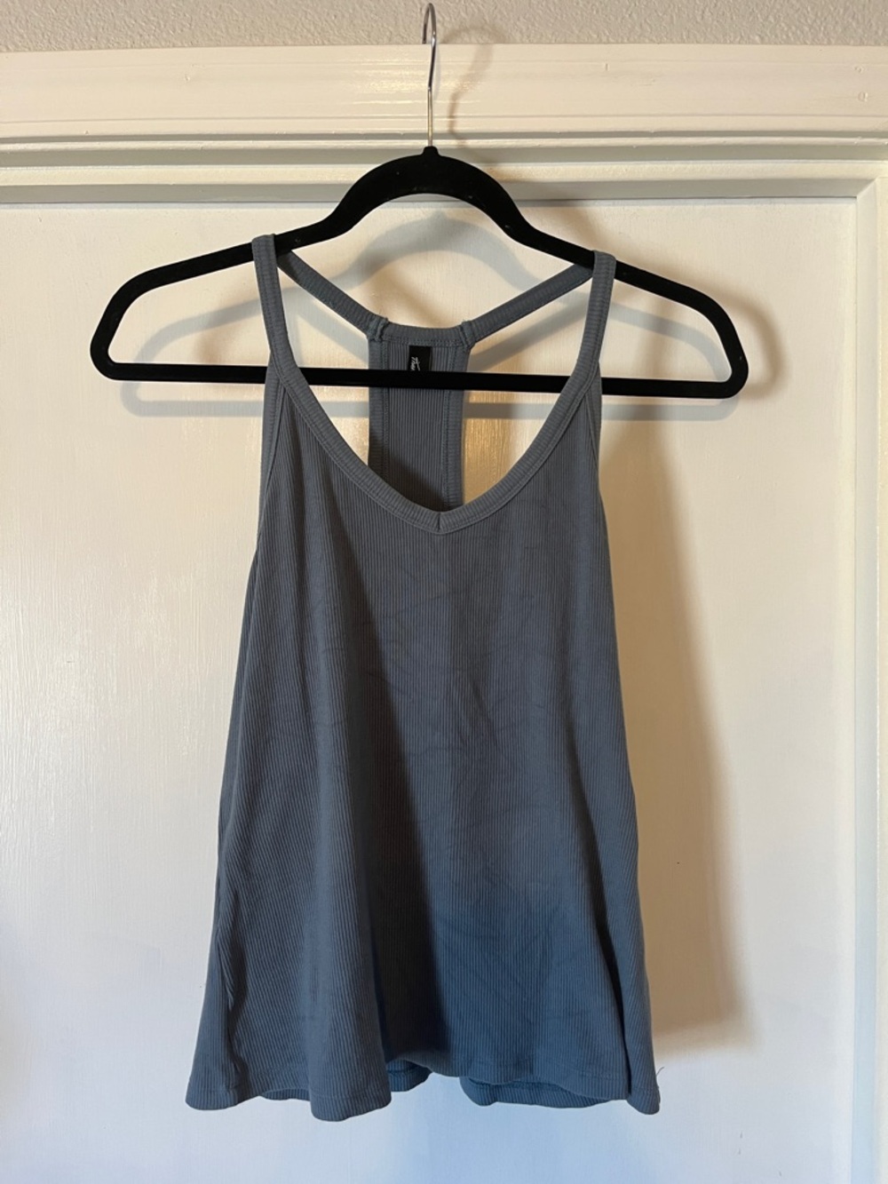 Women's Gray/blue Ribbed Tank Top - Racerback